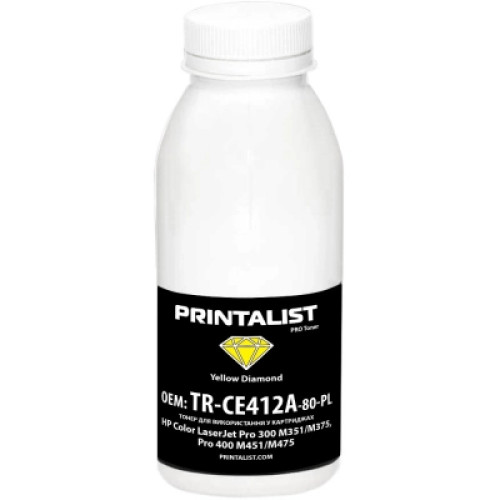 Тонер HP CLJ Pro 300 M351/M375, Pro 400 M451/M475, 80г Yellow Printalist (TR-CE412A-80-PL)