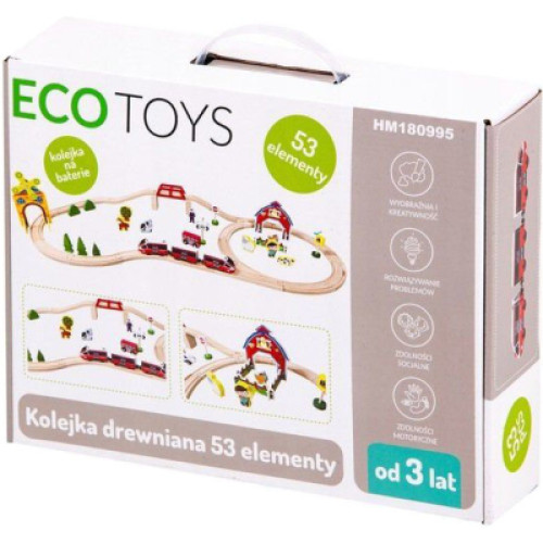 Залізниця Ecotoys дерев'яна з потягом на батарейках (HM180995)