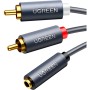 Кабель мультимедійний AUX 3.5mm TRS to RCAx2 M/M 0.25m AV102 Black Ugreen (10561)