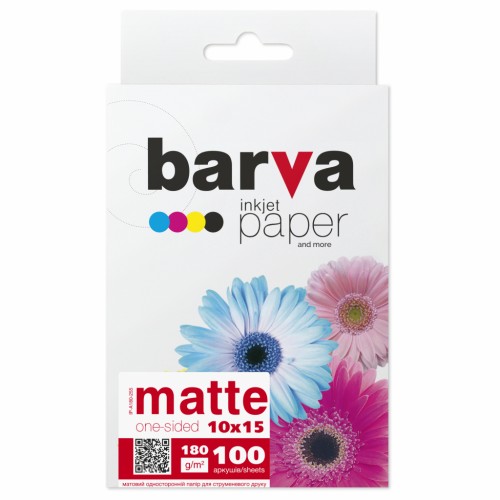 Папір Barva 10x15, 180 g/m2, matt, 100арк (A180-255)