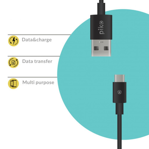 Дата кабель USB 2.0 AM to Type-C 2.0m CB-UT12 black Piko (1283126493850)