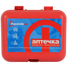 Автомобільна аптечка Poputchik згідно ТУ футляр пластиковий червоний 165х135х65 (02-003-П)