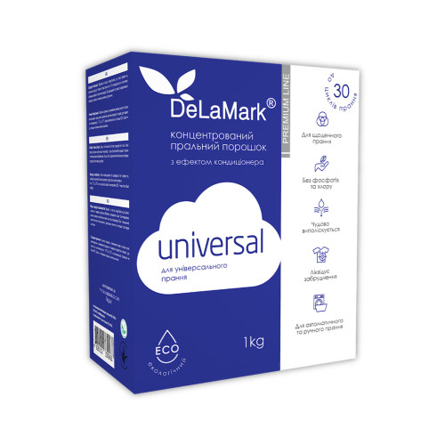 Пральний порошок DeLaMark Premium Line Universal з ефектом кондиціонера 1 кг (4820152330963)
