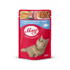 Вологий корм для кішок Мяу! в ніжному соусі зі смаком риби 100 г (4820083901829)