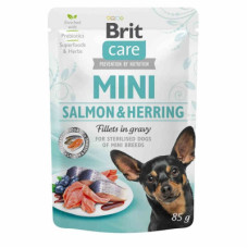 Вологий корм для собак Brit Care Mini pouch 85 г (філе лосося та оселедця в соусі) (8595602534449)
