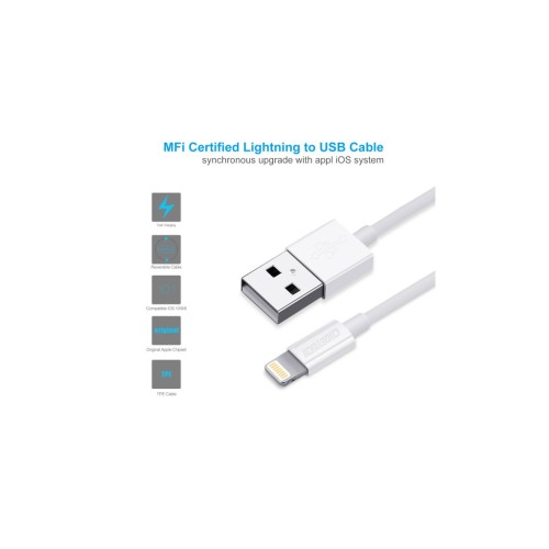 Дата кабель USB 2.0 AM to Lightning 1.8m 2.1A MFI White Choetech (IP0027-WH)