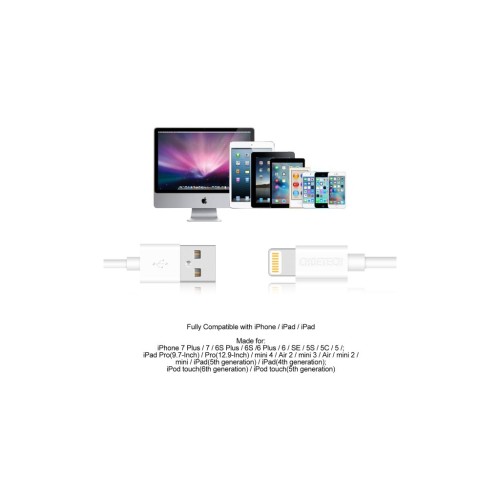 Дата кабель USB 2.0 AM to Lightning 1.8m 2.1A MFI White Choetech (IP0027-WH)