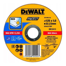 Круг відрізний DeWALT INOX FASTCUT, нержавіюча сталь/листовий метал, 125х1х22.23 мм (DT43902)