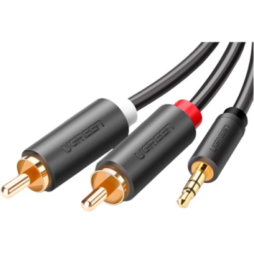 Кабель мультимедійний AUX 3.5mm TRS to RCAx2 M/M 1.0m AV102 Black Ugreen (10772)