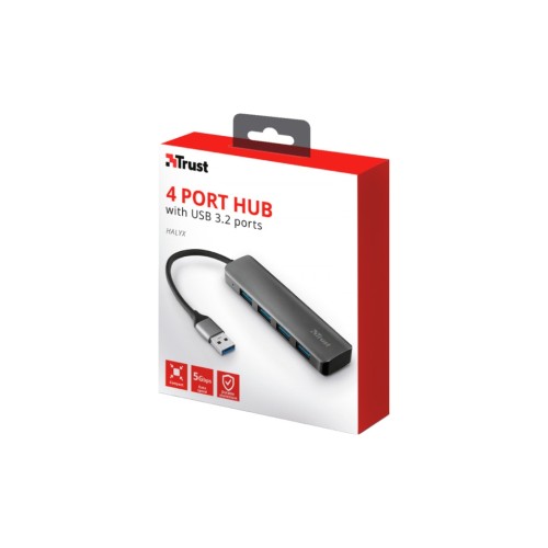 Концентратор Halyx 4-Port USB-A 3.2 Grey Trust (24947_TRUST)