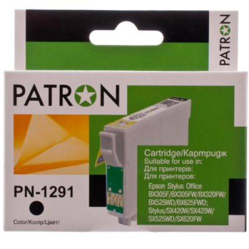 Картридж Patron EPSON BX305F/320/525/625,SX420/425/525/535/620 BLACK (T1291) (PN-1291)