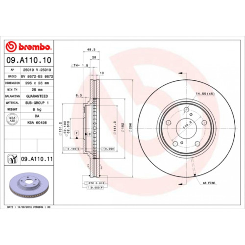 Гальмівний диск Brembo 09.A110.11