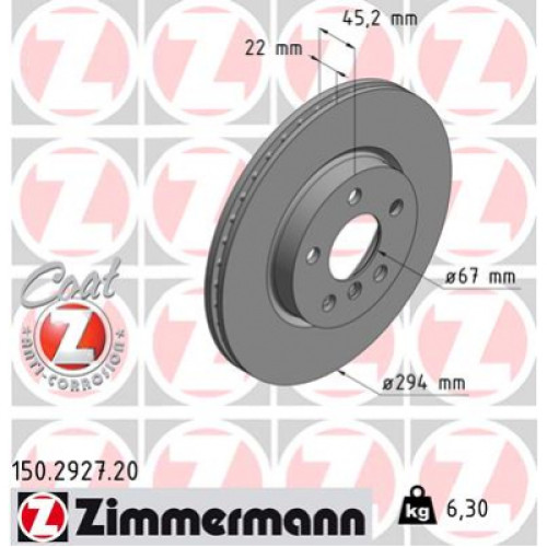 Гальмівний диск ZIMMERMANN 150.2927.20