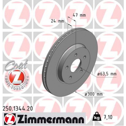 Гальмівний диск ZIMMERMANN 250.1344.20