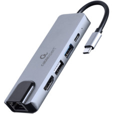 Концентратор Cablexpert USB-C 5-in-1 (hub/HDMI/PD/LAN) (A-CM-COMBO5-04)