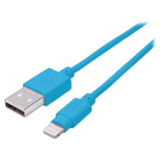 Дата кабель iPhone 5/6/Ipad 4, 0.15m blue Manhattan Intracom (394437)