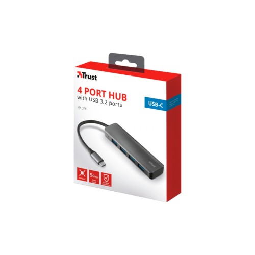 Концентратор Halyx Type-C to 4-Port USB-A 3.2 Grey Trust (24948_TRUST)