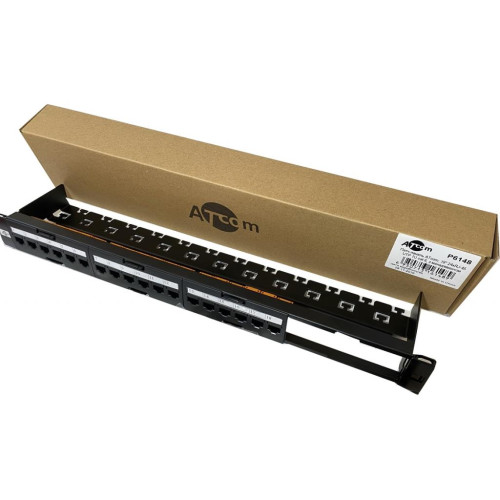 Патч-панель 19" 24хRJ-45 UTP 1U cat.6, в зборі з Keystone, Organizer Atcom (P6148)