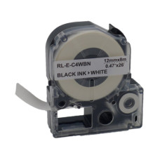 Стрічка для принтера етикеток UKRMARK RL-E-C4WBN-BK/WT, аналог LC4WBN. 12 мм х 8 м (CELC4WBN)