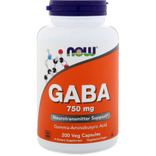Амінокислота Now Foods GABA (Гамма-аміномасляна кислота) 750мг, 200 капсул (NOW-00129)