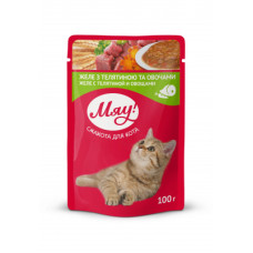 Вологий корм для кішок Мяу! в желе зі смаком телятини і овочів 100 г (4820083902826)