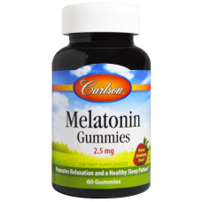 Амінокислота Carlson Мелатонін, 2.5 мг, смак полуниці, Melatonin Gummies, 60 жува (CL49200)