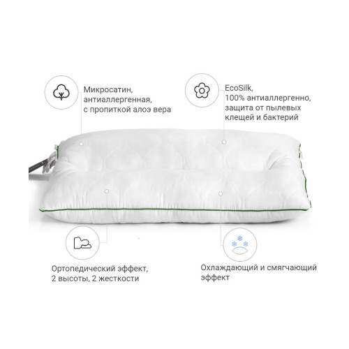 Подушка MirSon ортопедична Premium Eco Aloe Vera 147 Середня 50x70 см (2200000393029)