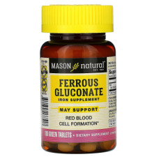 Мінерали Mason Natural Глюконат заліза, 240 мг, Ferrous Gluconate, 100 таблеток (MAV13751)