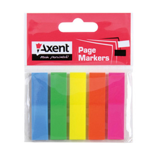 Стікер-закладка Axent Plastic bookmarks 5х12х50mm, 125шт, rectangles, neon colors (2440-01-А)