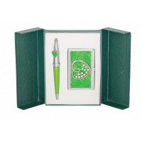 Ручка кулькова Langres набір ручка + візитниця Crystal Heart Зелений (LS.122008-04)