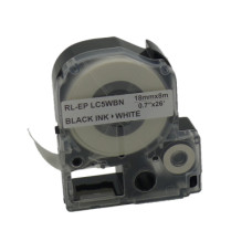 Стрічка для принтера етикеток UKRMARK RL-E-C5WBN-BK/WT, аналог LC5WBN. 18 мм х 8 м (CELC5WBN)