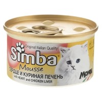 Консерви для котів Simba Cat Wet курячі сердечка та лівер 85 г (8009470009461)