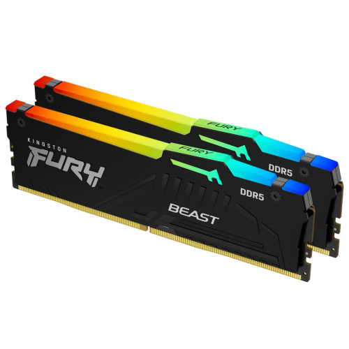 Модуль пам'яті для комп'ютера DDR5 16GB (2x8GB) 4800 MHz FURY Beast RGB Kingston Fury (ex.HyperX) (KF548C38BBAK2-16)