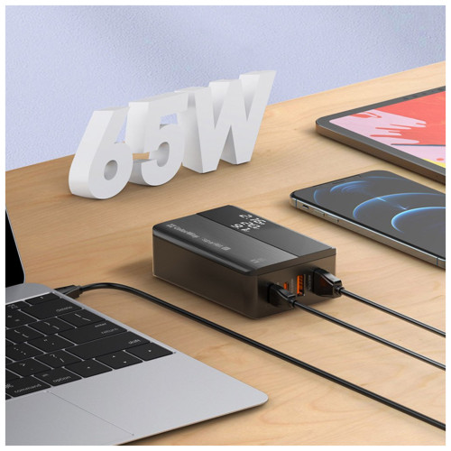 Зарядний пристрій ColorWay Power Delivery (2USB-A + 2USB TYPE-C) (65W) black (CW-CHS040PD-BK)