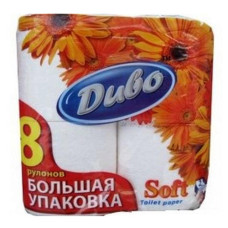 Туалетний папір Диво Soft 2-слойная белая 8 шт (тп.дв8б)