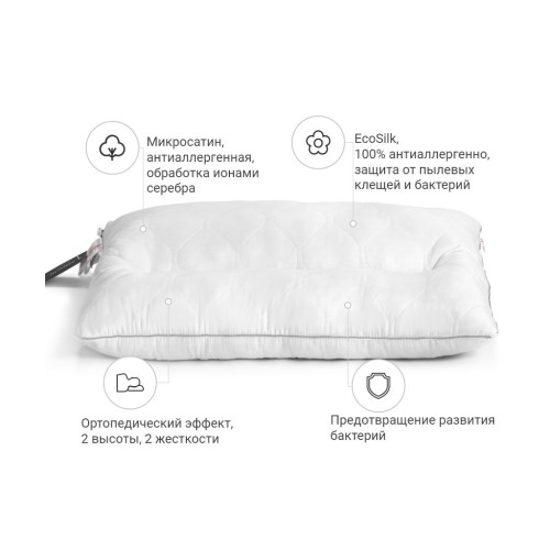 Подушка MirSon ортопедична Premium Eco Silver 148 Середня 50x70 см (2200000393036)