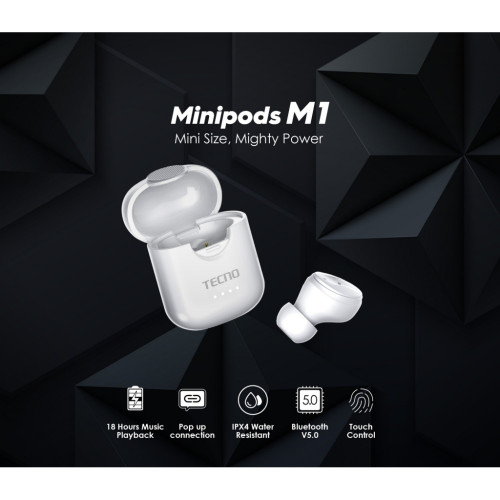 Навушники Tecno Minipods M1 Mono White (4895180759475)