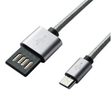 Дата кабель USB 2.0 AM to Micro 5P 1.0m Grey/Black Grand-X (FM02)