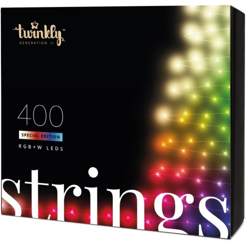 Гірлянда Twinkly Smart LED Strings RGBW 400, BT+WiFi, Gen II, IP44, кабель ч (TWS400SPP-BEU)