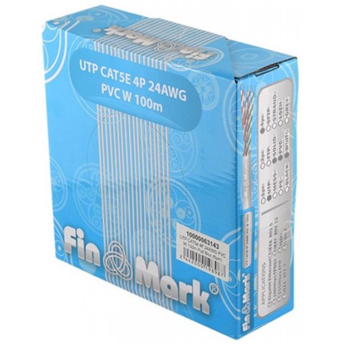 Кабель мережевий FinMark UTP 100м CAT5e 4P 24AWG PVC W Pull Box (163143)