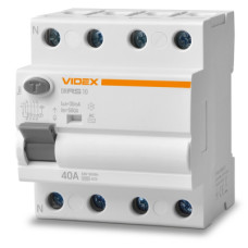 Диференційне реле (ПЗВ) Videx RESIST АС 4п 30мА 10кА 40А (VF-RS10-DR4AC40)