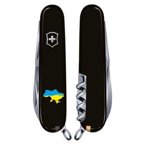 Ніж Victorinox Climber Ukraine Black "Карта України Жовто-Блакитна" (1.3703.3_T1166u)