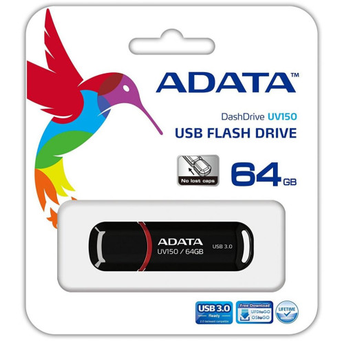 USB флеш накопичувач ADATA 64GB UV150 Black USB 3.0 (AUV150-64G-RBK)