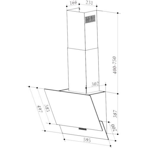 Витяжка кухонна Interline ALTEA BK A 60 PB/GL/A (ALTEABKA60PB/GL/A)