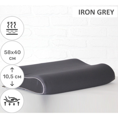 Подушка MirSon ортопедична 6007 Delicate satin Iron grey 58х40х10.5 (2200003260977)