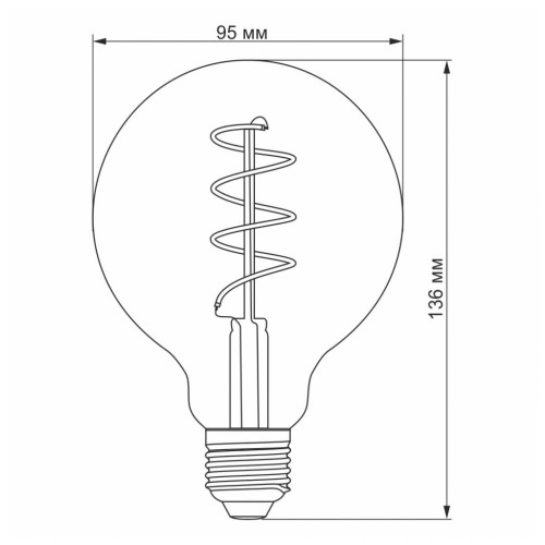 Лампочка Videx Filament G95FASD 5W E27 2200K 220V (VL-G95FASD-05272)