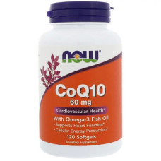 Антиоксидант Now Foods Коензим Q10 з риб'ячим жиром, CoQ10 with Omega-3, 60 мг, 120 (NOW-03166)