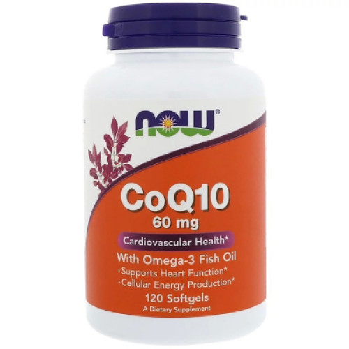 Антиоксидант Now Foods Коензим Q10 з риб'ячим жиром, CoQ10 with Omega-3, 60 мг, 120 (NOW-03166)