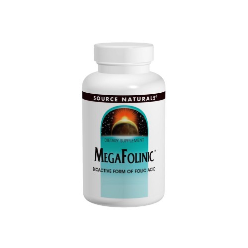 Вітамін Source Naturals Біоактивна Форма Фолієвої Кислоти (В9) 800мкг, MegaFolinic, (SN2028)