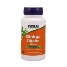 Трави Now Foods Гінкго Білоба, 60 мг, Ginkgo Biloba, 60 вегетаріанських капсул (NF4686)